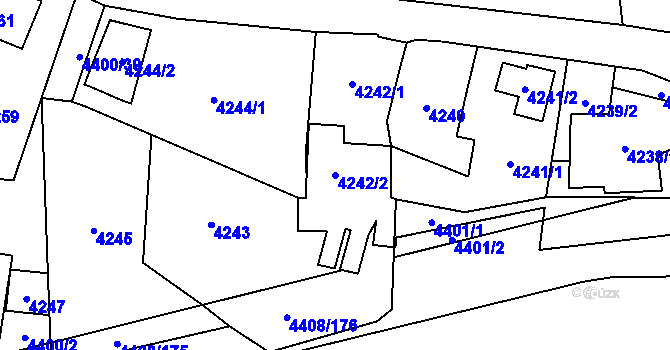 Parcela st. 4242/2 v KÚ Pustkovec, Katastrální mapa