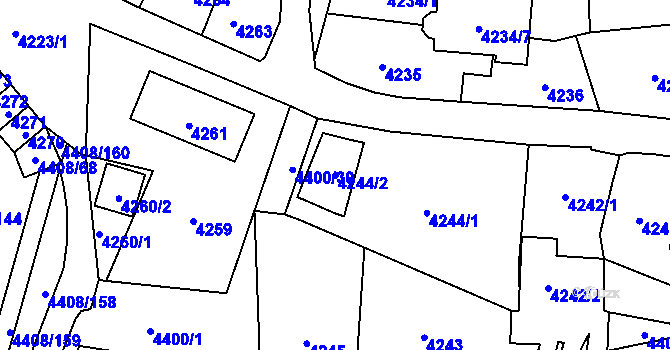 Parcela st. 4244/2 v KÚ Pustkovec, Katastrální mapa