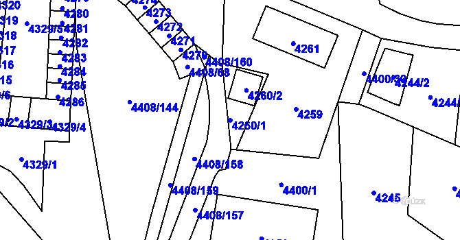 Parcela st. 4260/1 v KÚ Pustkovec, Katastrální mapa