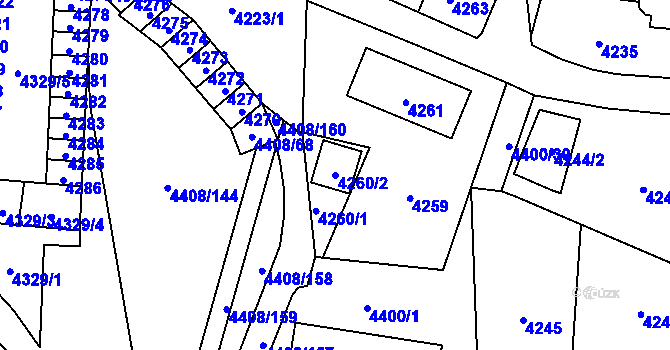 Parcela st. 4260/2 v KÚ Pustkovec, Katastrální mapa