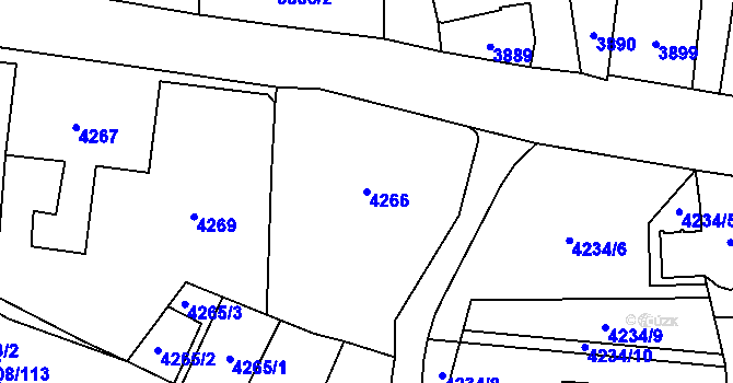 Parcela st. 4266 v KÚ Pustkovec, Katastrální mapa