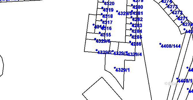 Parcela st. 4329/2 v KÚ Pustkovec, Katastrální mapa