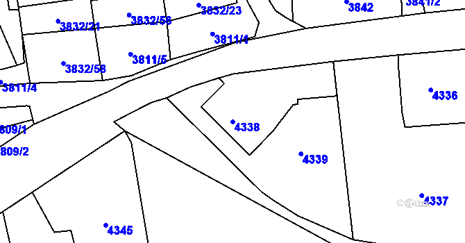 Parcela st. 4338 v KÚ Pustkovec, Katastrální mapa