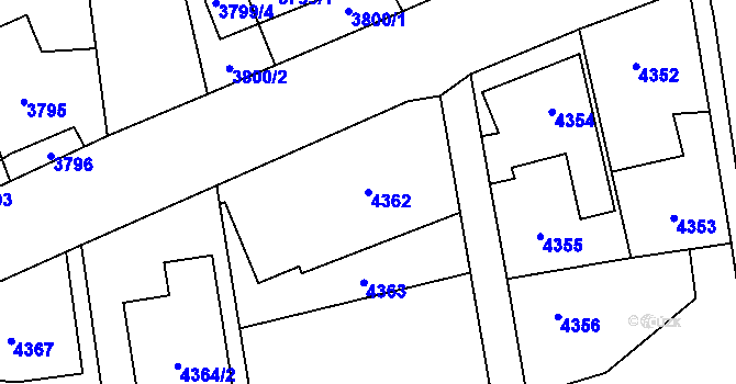 Parcela st. 4362 v KÚ Pustkovec, Katastrální mapa