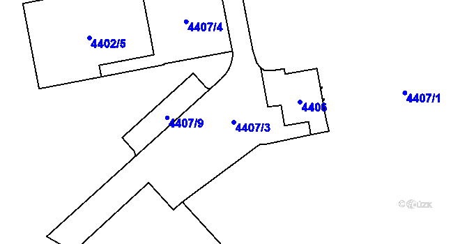 Parcela st. 4407/3 v KÚ Pustkovec, Katastrální mapa