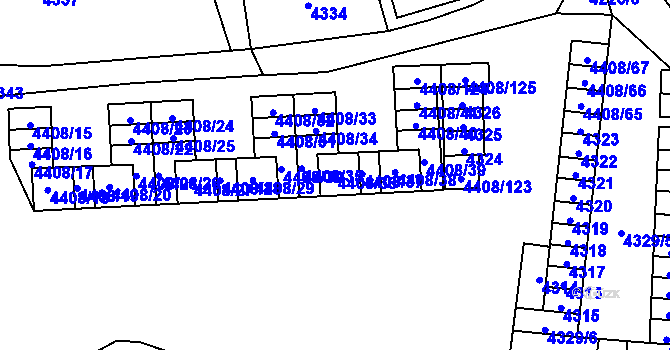 Parcela st. 4408/36 v KÚ Pustkovec, Katastrální mapa