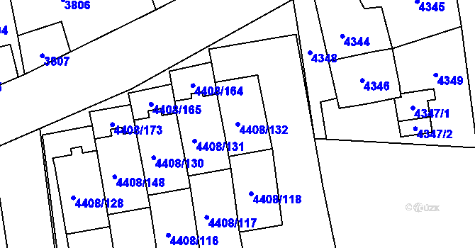Parcela st. 4408/132 v KÚ Pustkovec, Katastrální mapa