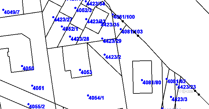 Parcela st. 4423/2 v KÚ Pustkovec, Katastrální mapa