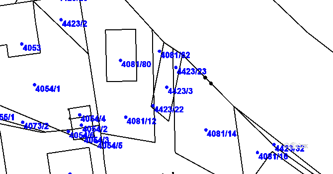 Parcela st. 4423/3 v KÚ Pustkovec, Katastrální mapa
