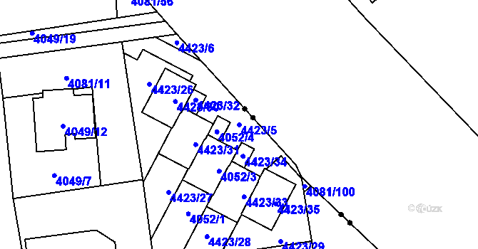 Parcela st. 4423/5 v KÚ Pustkovec, Katastrální mapa
