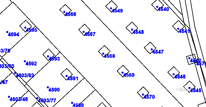 Parcela st. 4568 v KÚ Pustkovec, Katastrální mapa