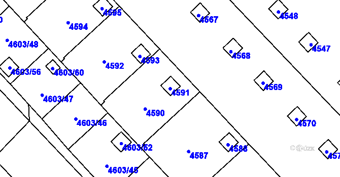 Parcela st. 4591 v KÚ Pustkovec, Katastrální mapa