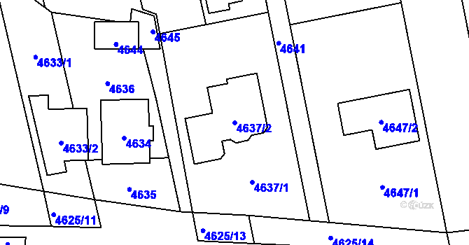 Parcela st. 4637/2 v KÚ Pustkovec, Katastrální mapa