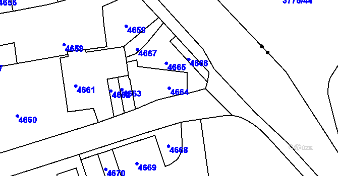 Parcela st. 4664 v KÚ Pustkovec, Katastrální mapa