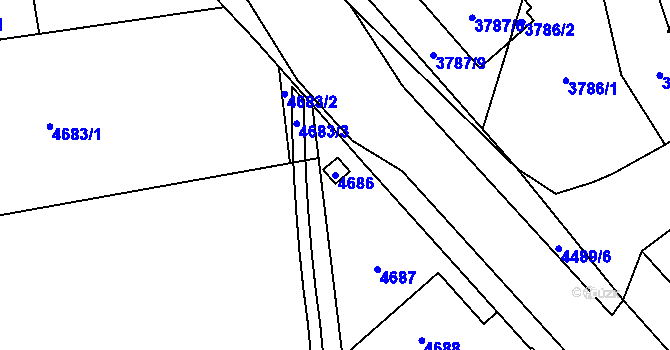 Parcela st. 4686 v KÚ Pustkovec, Katastrální mapa