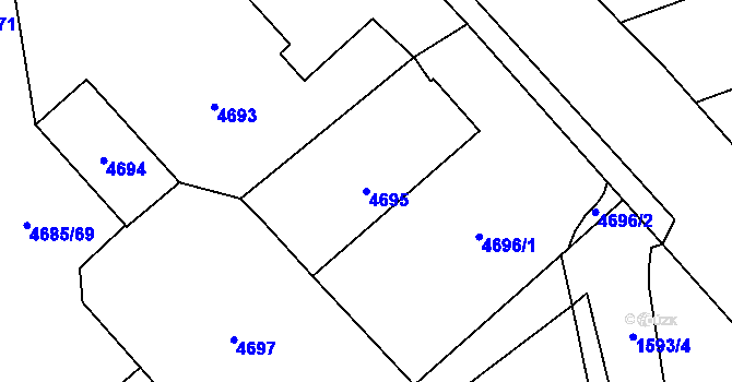 Parcela st. 4695 v KÚ Pustkovec, Katastrální mapa
