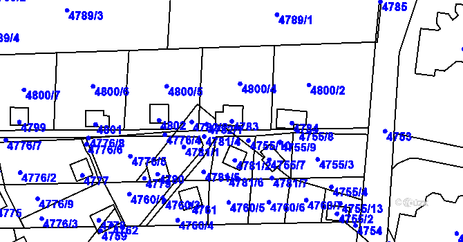 Parcela st. 4783 v KÚ Pustkovec, Katastrální mapa