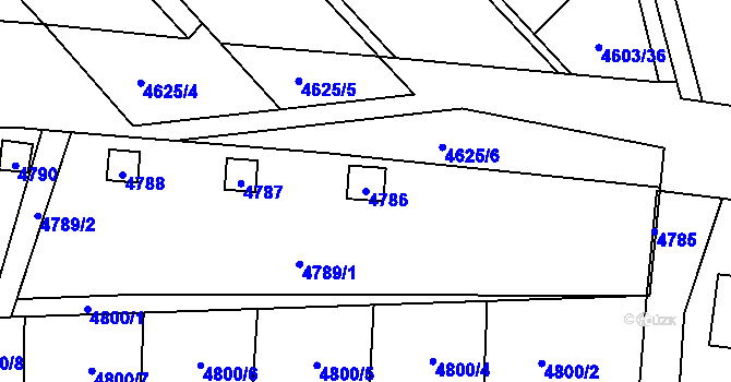 Parcela st. 4786 v KÚ Pustkovec, Katastrální mapa