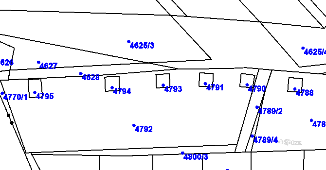 Parcela st. 4793 v KÚ Pustkovec, Katastrální mapa