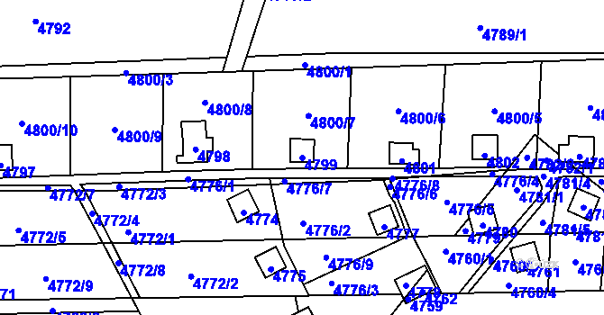 Parcela st. 4799 v KÚ Pustkovec, Katastrální mapa