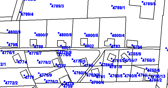Parcela st. 4802 v KÚ Pustkovec, Katastrální mapa