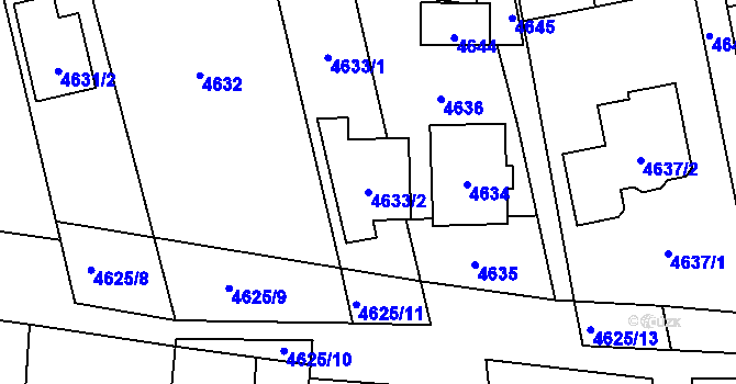 Parcela st. 4633/2 v KÚ Pustkovec, Katastrální mapa