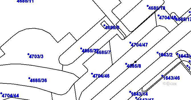 Parcela st. 4685/7 v KÚ Pustkovec, Katastrální mapa