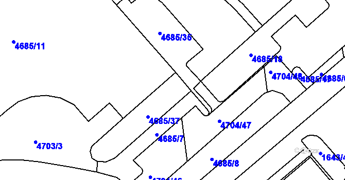 Parcela st. 4685/9 v KÚ Pustkovec, Katastrální mapa