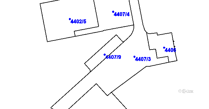 Parcela st. 4407/9 v KÚ Pustkovec, Katastrální mapa