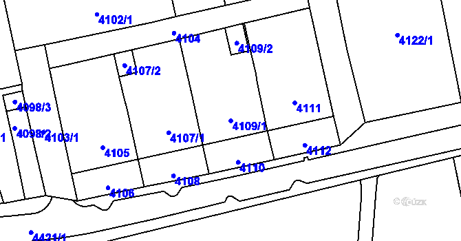 Parcela st. 4109/1 v KÚ Pustkovec, Katastrální mapa