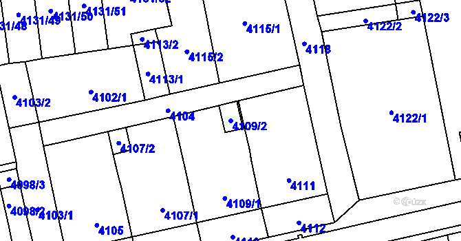 Parcela st. 4109/2 v KÚ Pustkovec, Katastrální mapa