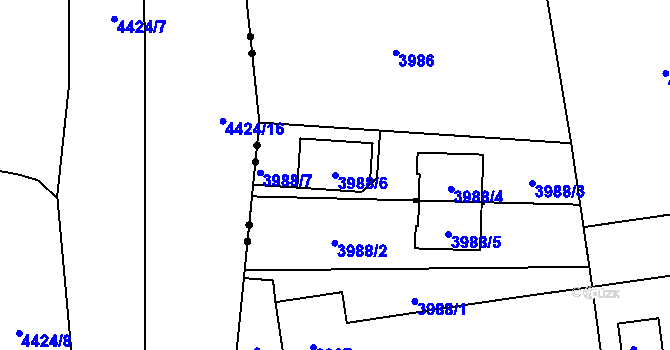Parcela st. 3988/6 v KÚ Pustkovec, Katastrální mapa