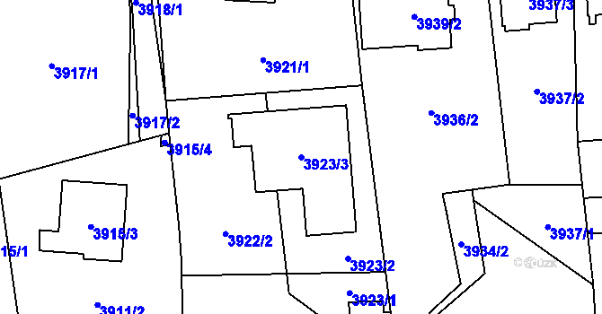 Parcela st. 3923/3 v KÚ Pustkovec, Katastrální mapa
