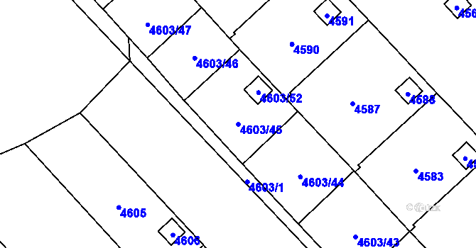 Parcela st. 4603/45 v KÚ Pustkovec, Katastrální mapa