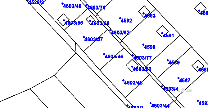 Parcela st. 4603/46 v KÚ Pustkovec, Katastrální mapa