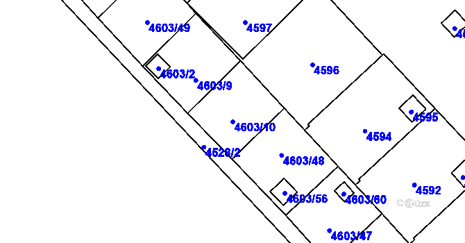 Parcela st. 4603/10 v KÚ Pustkovec, Katastrální mapa