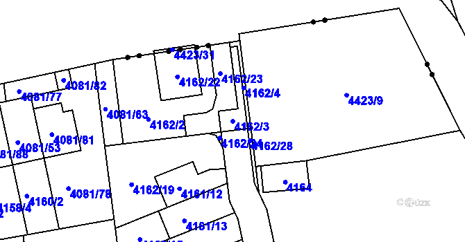 Parcela st. 4162/3 v KÚ Pustkovec, Katastrální mapa