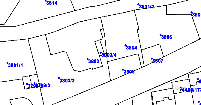 Parcela st. 3803/4 v KÚ Pustkovec, Katastrální mapa