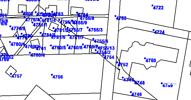 Parcela st. 4755/2 v KÚ Pustkovec, Katastrální mapa
