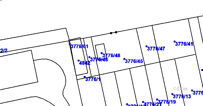 Parcela st. 3776/48 v KÚ Pustkovec, Katastrální mapa