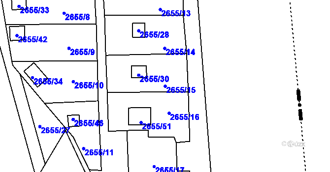 Parcela st. 2655/15 v KÚ Martinov ve Slezsku, Katastrální mapa