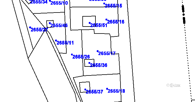 Parcela st. 2655/17 v KÚ Martinov ve Slezsku, Katastrální mapa
