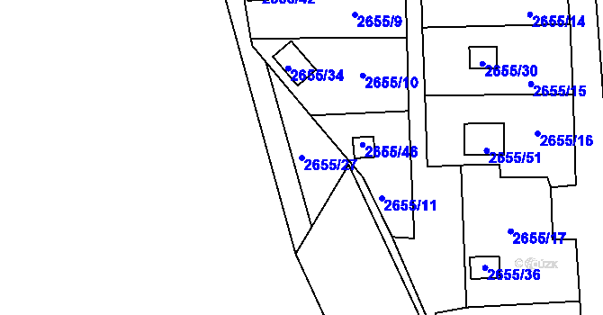 Parcela st. 2655/27 v KÚ Martinov ve Slezsku, Katastrální mapa