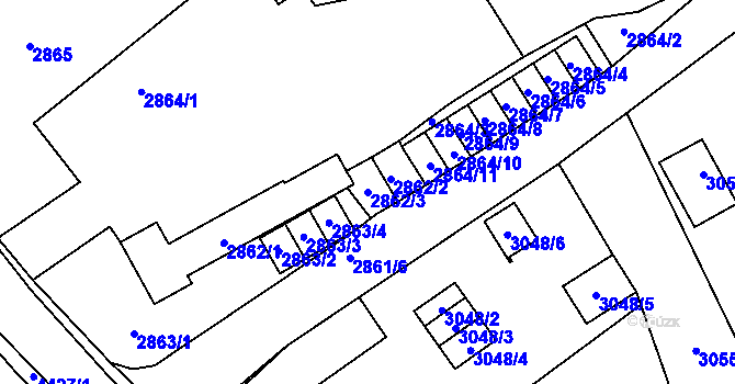 Parcela st. 2862/3 v KÚ Martinov ve Slezsku, Katastrální mapa