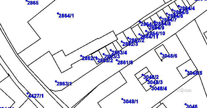 Parcela st. 2863/3 v KÚ Martinov ve Slezsku, Katastrální mapa