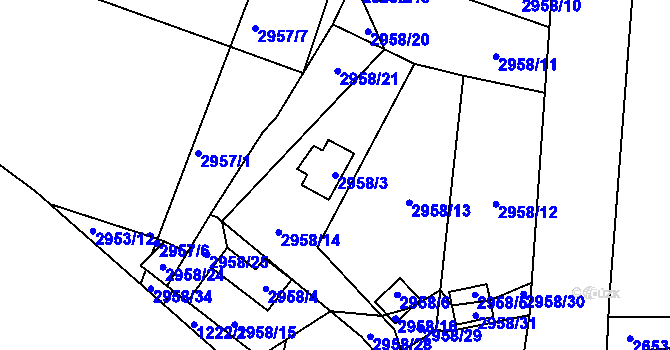 Parcela st. 2958/3 v KÚ Martinov ve Slezsku, Katastrální mapa