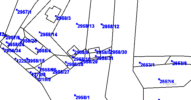 Parcela st. 2958/5 v KÚ Martinov ve Slezsku, Katastrální mapa