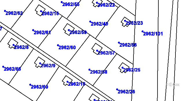 Parcela st. 2962/57 v KÚ Martinov ve Slezsku, Katastrální mapa