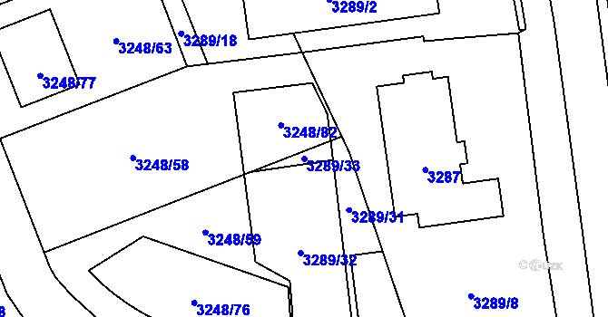 Parcela st. 3289/33 v KÚ Martinov ve Slezsku, Katastrální mapa