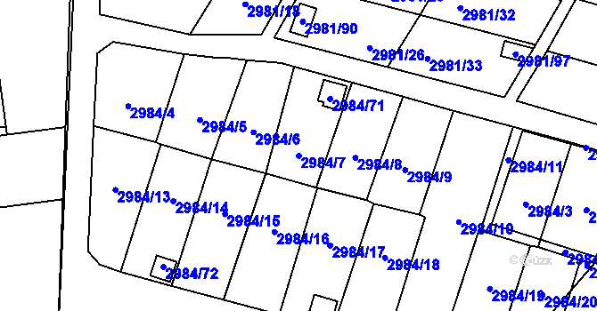 Parcela st. 2984/7 v KÚ Martinov ve Slezsku, Katastrální mapa